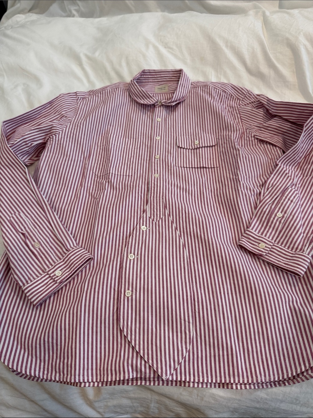 Lardini Red and White Vertical Stripe Dress Shirt-Asymmetrical amazing shirt